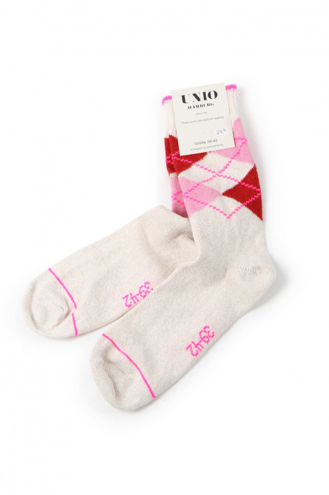 Unio Socken Argy Glitzi - ecru/neon pink/ rot / rose