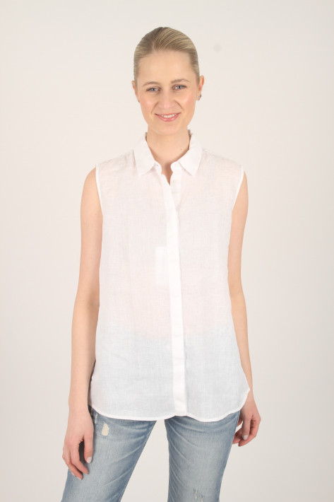 Rossana Diva Leinen-Bluse ärmellos - white
