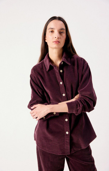 American Vintage Cordhemd PADOW - aubergine
