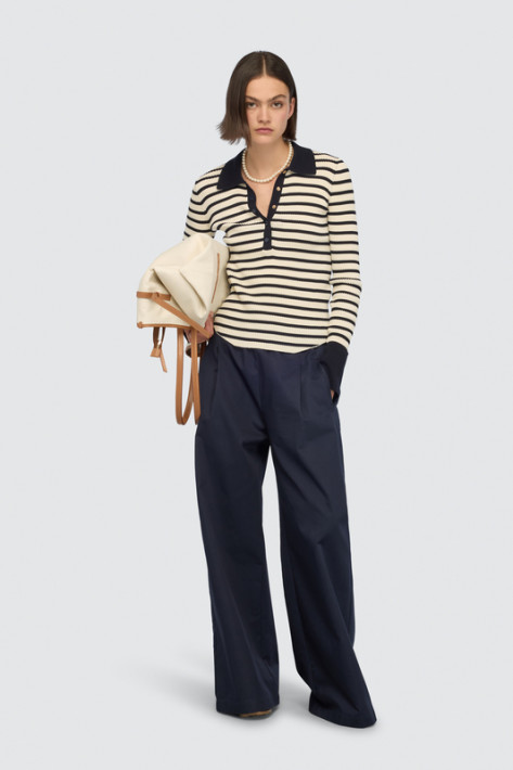 Semicouture Ringel-Strickpolo - marine/offwhite