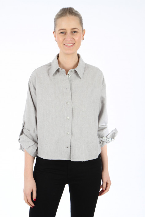 Fil Noir Flanellbluse MILA - taupe